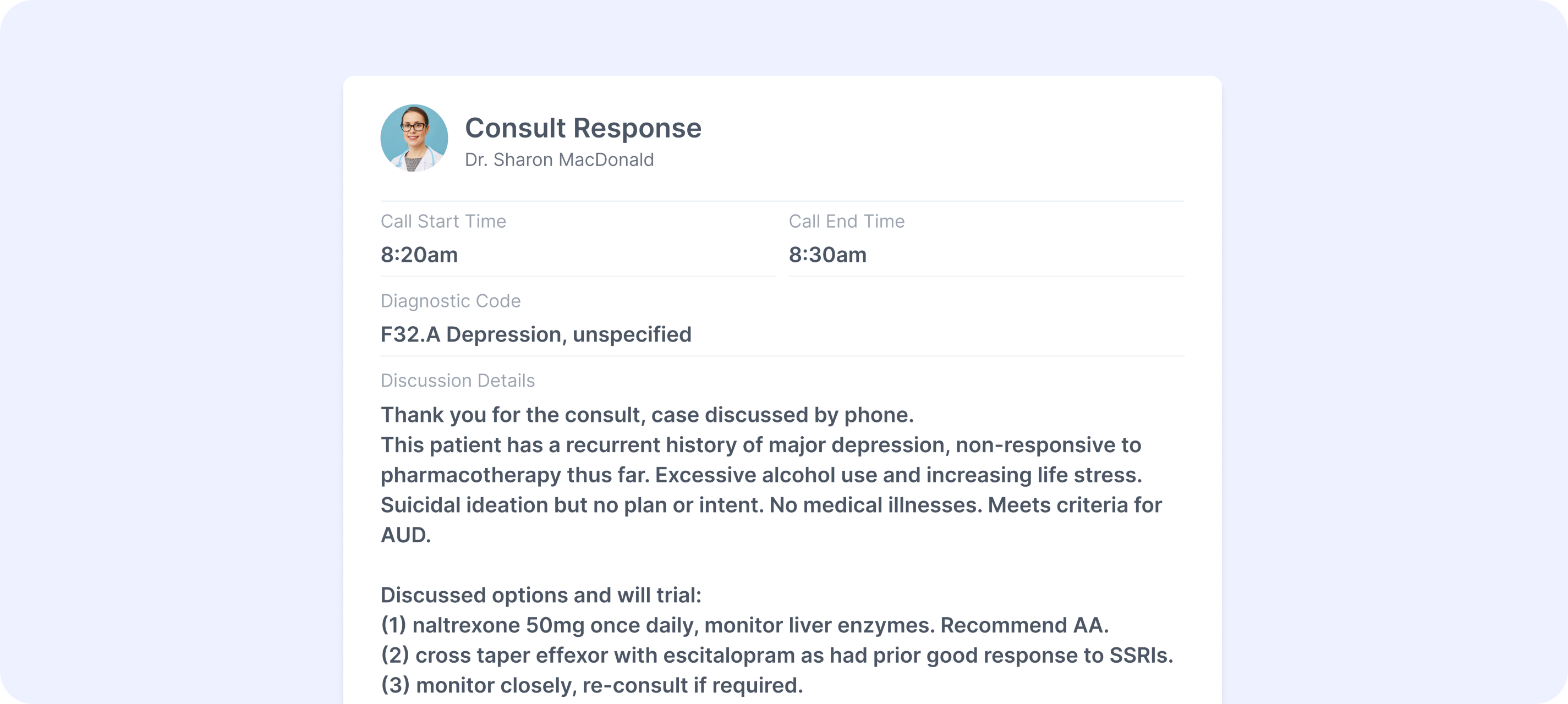 Consult notes screenshot