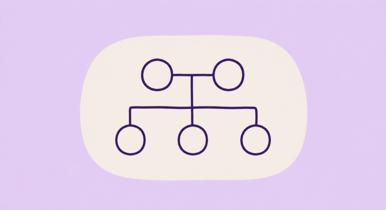 Hand-drawn illustration of a simple family tree diagram showing two generations, illustrating a Virtual Hallway clinical stories case study on hereditary cancer risk and genetics consultation.